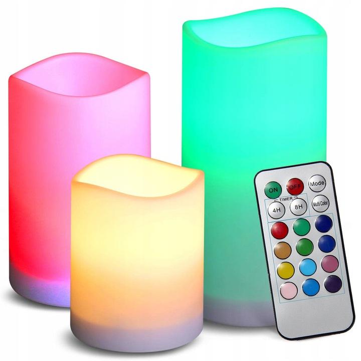 Świeczki Led 3 Sztuki Rgb Świece Świeca +Pilot