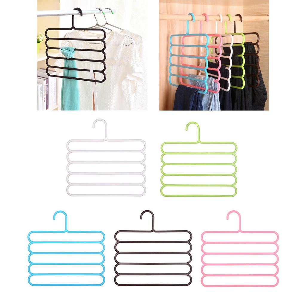 5 Layers Trousers Pants Hangers, Multifunctional Clothes Organizer, Space Saving,