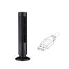 Mini USB Bladeless Tower Fan 2 Wind Speeds and Modes Standing Fan for Bedroom Living Room Home Office Black