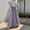 Damen Chiffon A-Linien Maxirock Hoher Bund Fließender Saum mit Eleganter Drapierung & Weiter Silhouette