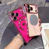 For For Iphone 17 Air Pro Max  Plating Love Heart Frame  Magnetic Phone Case For For Iphone 13 14 15 16 Plus Back Cover