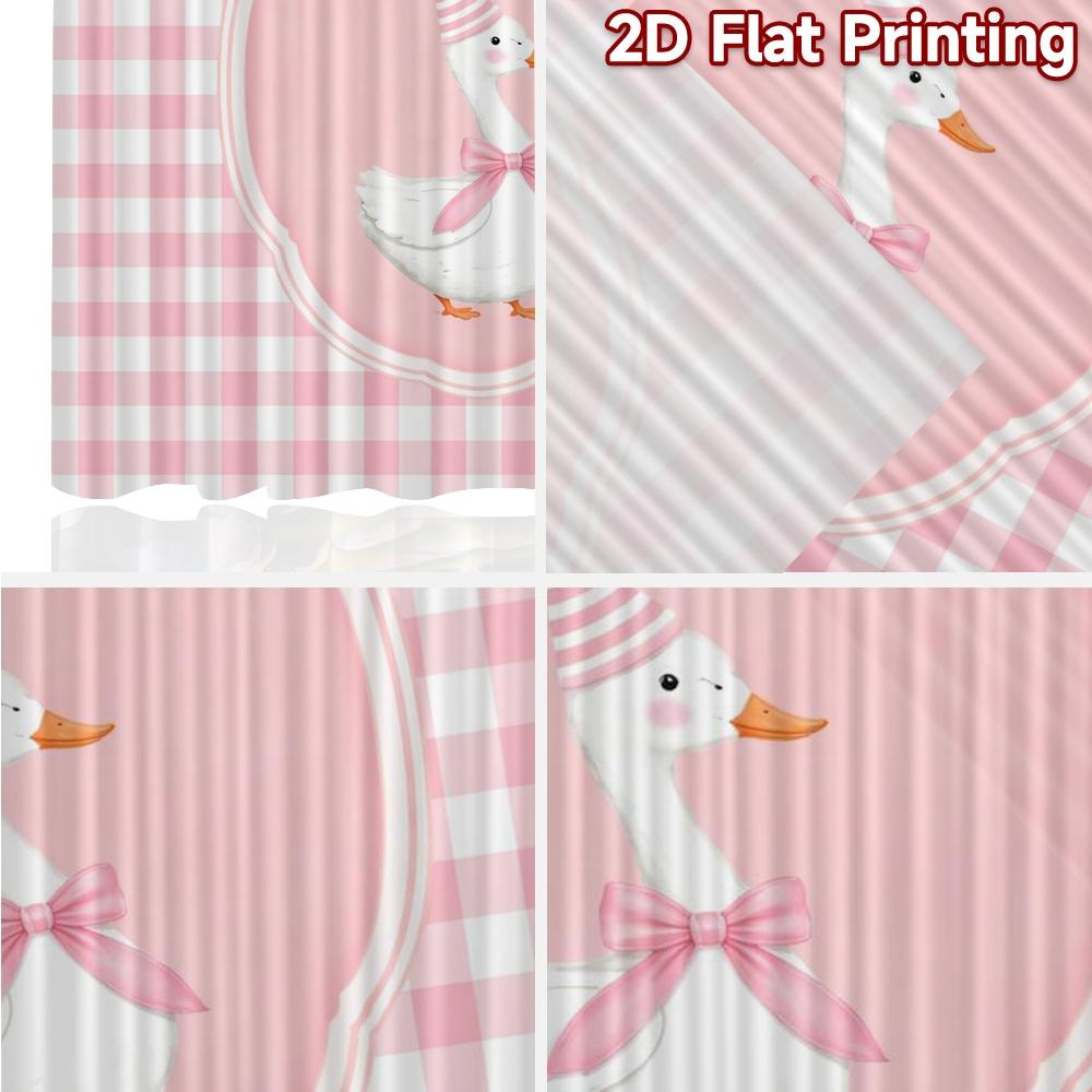 2D FLAT PRINTING 2pcs Curtains (Without Rod) Birthday Goose with Ribbon Chic Fashionable Curtains Versatile Fabric Curtains