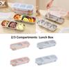 Leakproof Stainless Steel Lunch Box 2/3 Compartments Seasoning Tray Fruit Food Fresh Box  Office