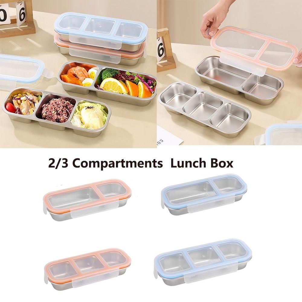 Reusable Food Storage Container Leakproof Seasoning Tray Stainless Steel Lunch Box  Home