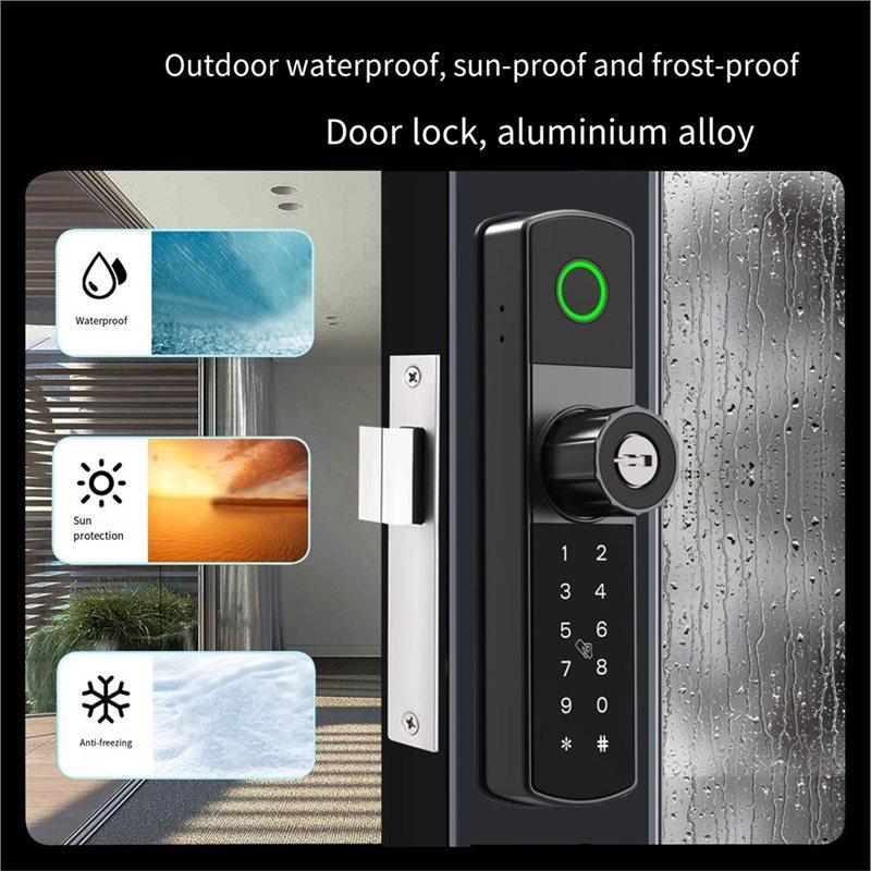 A25F-Tuya Wifi Digital Electronic Smart Door Lock With Biometric Fingerprint Smart Card Password Key Unlock