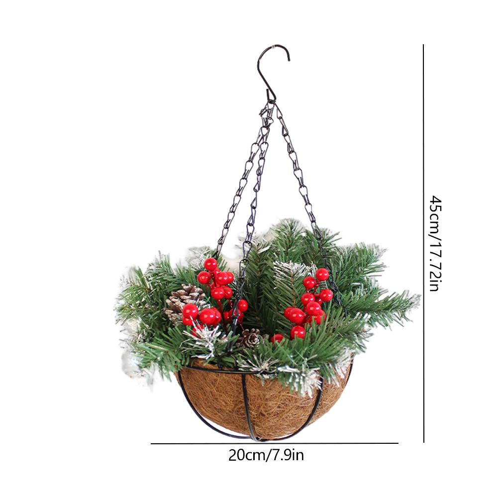 Artificial Pre-lit Gift Ornaments Multipurpose Xmas Flower Basket with White LED Lights for Indoor Outdoor Decoration