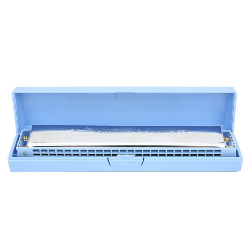 

Профессиональная губная гармошка диатоническая арфа тональность C крышка из нержавеющей стали 24 отверстия синяя