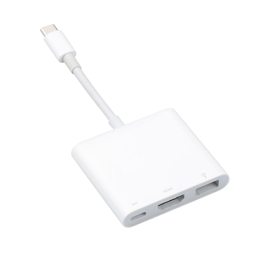 USB-C Digital AV Multiport Adapter With USB Port White Durable For Apple