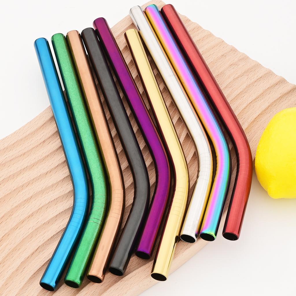 6pcs Fruit Juice Milkshake Cocktail Straw Pearl Milk Tea Drinking Straw Set Wide 12mm Stainless Steel Straw Home Bar Accessories