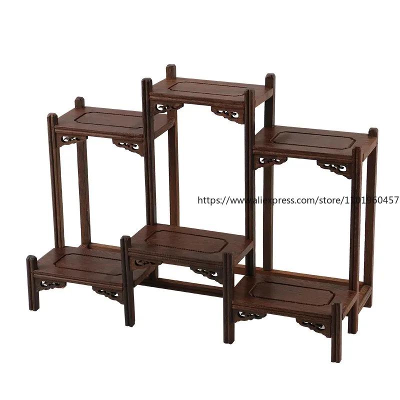 Chinese Kung Fu Tea Pot Crafts Display Holder Shelves Teapot Tea Set Wood Carving Display Stand Decoration Home Tea Accessories