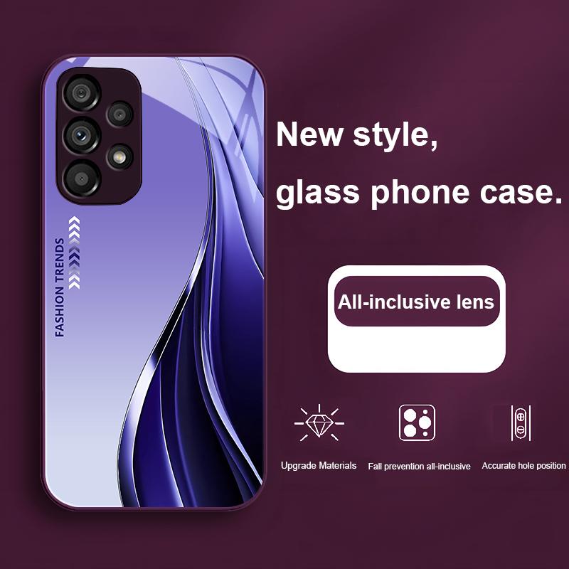 Fashion Trends Green For Samsung Galaxy S24 Plus S20 21 FE S23 Ultra S8 9 A70 72 73 50 51 52 53 Tempered Glass Phone Case