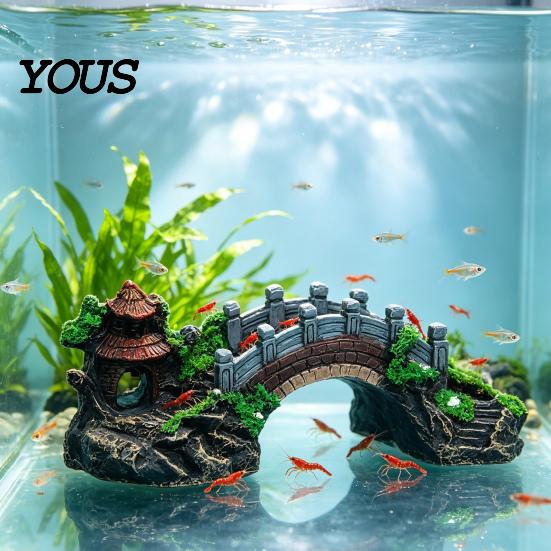 Nature Style Fish Tank Aquarium Bridge Ornament, Arch Miniature Decor, Water Feature Landscaping Mini Model for Terrarium, Fairy Garden Accessories