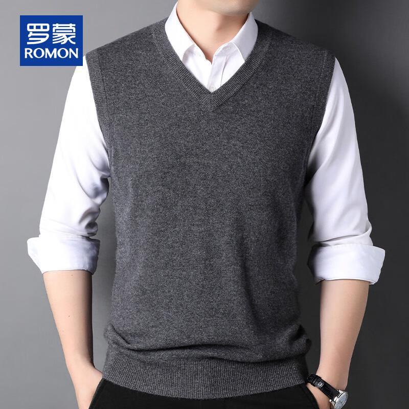 ROMON Men's 100% Cashmere V-Neck Knitted Vest