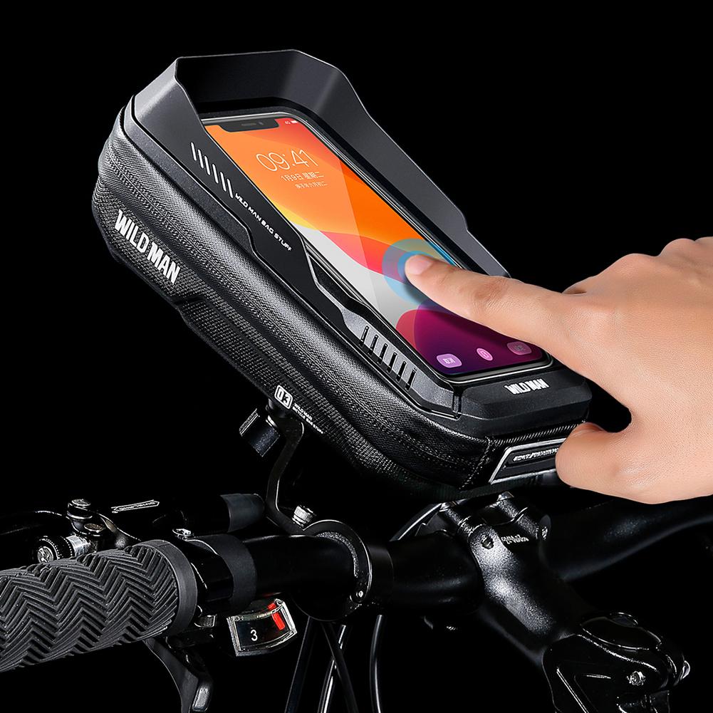 WILD MAN Hartschalen Lenkertasche 0,6L Mountainbike Handyhalter Wasserdicht Schnellverschluss für MTB Fahrrad Motorrad Fahrradtasche