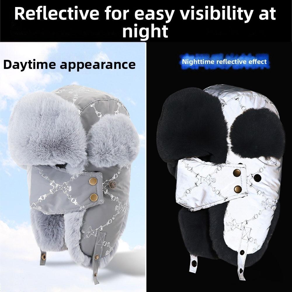 Faux Fur Lining Warm Trapper Hat With Facemask Bomber Hat New Earflap Hat Cycling