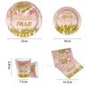 Graduation Season Party Tableware Disposable Paper Plates Tissue Supplies Pink Colorful Grad Graduation Ceremony