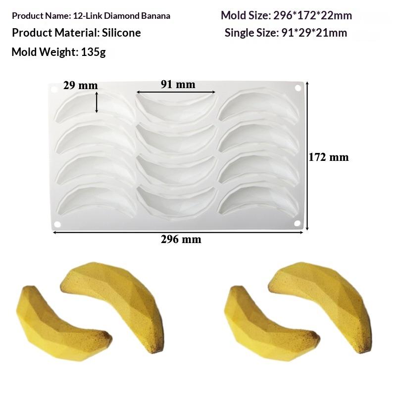6/12 Cavity Baking Silicone Mold Food Grade Non-Stick for DIY Banana Mousse Cake Pudding Dessert Holiday Pastry Making
