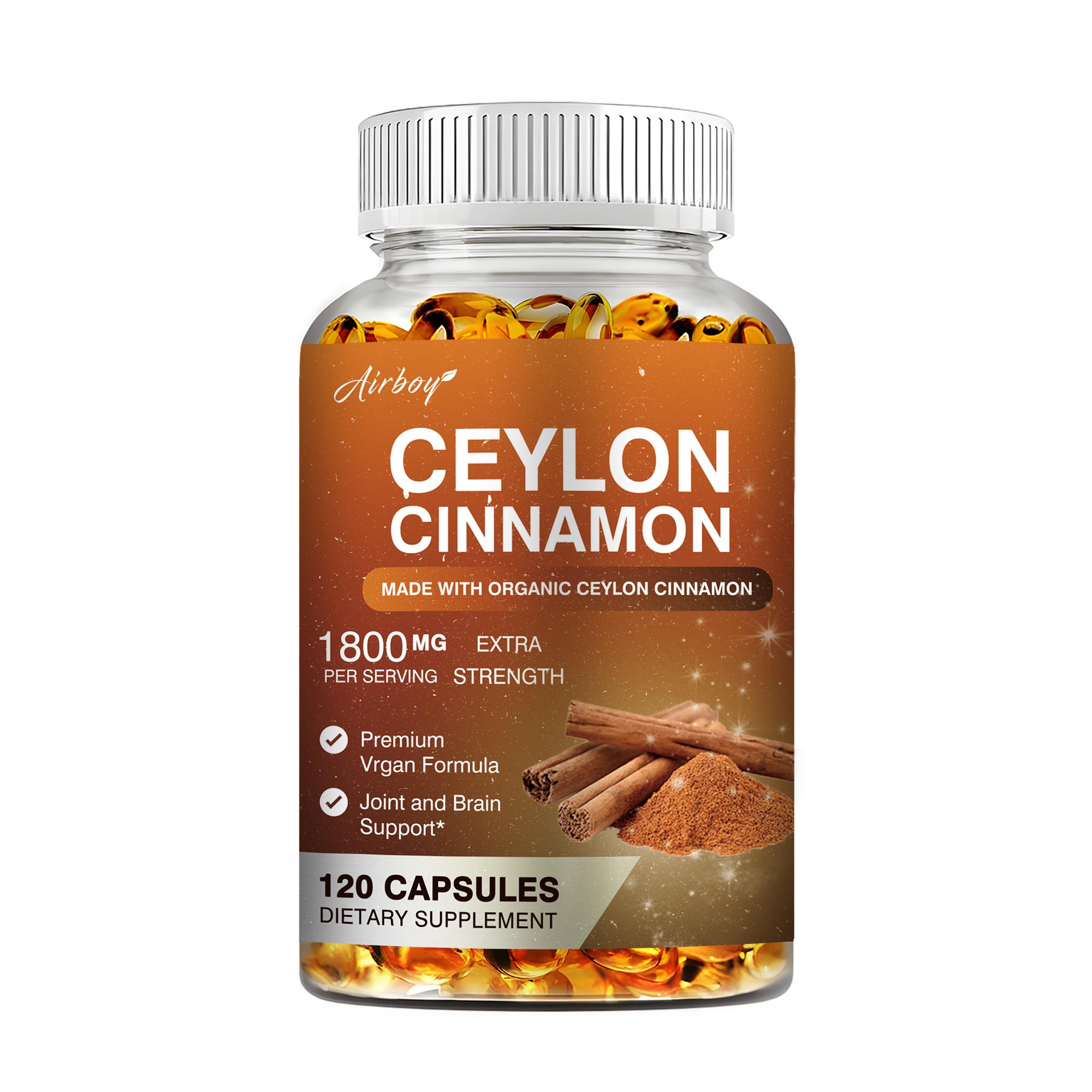 

Organic Ceylon Cinnamon Capsules, gluten-free, antioxidant, provide heart support, easily absorbed 120