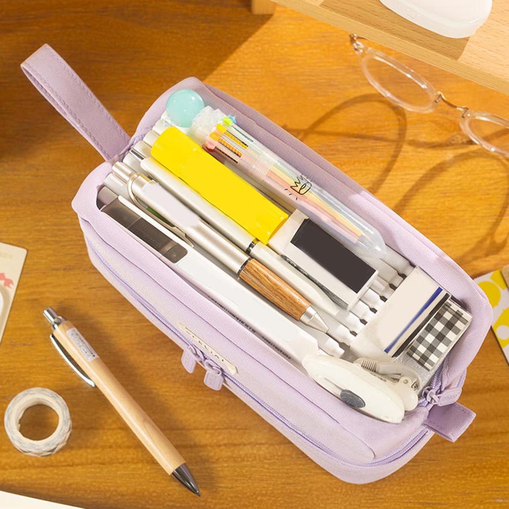 Estuche de Gran Capacidad Doble Capa Bolsa para Lápices Bolsa de Papelería para Niñas Niño