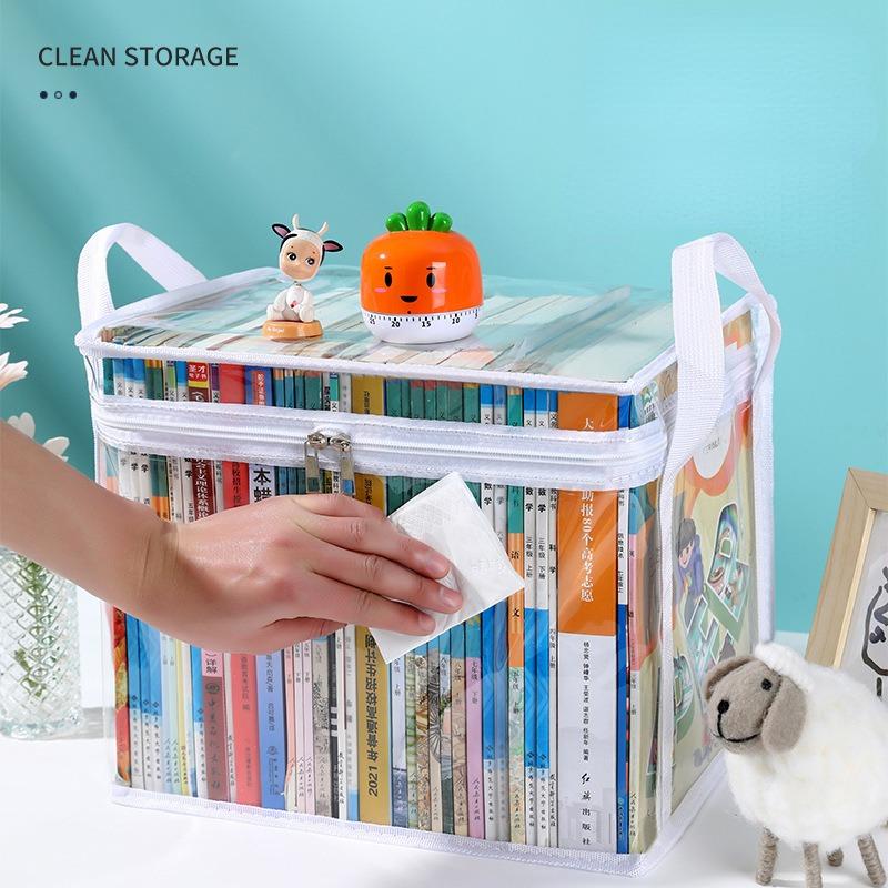 Containing Box Foldable Book Box for Student Classrooms Transparent Home Organizer Book Storage Box