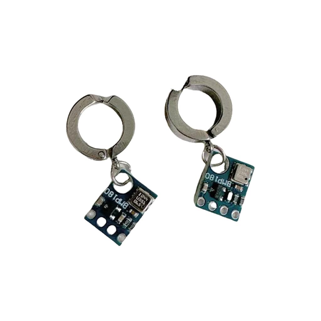 Cyberpunk Alien Circuit Earrings Futuristic Drop Earrings Cuff Earrings Alloy Texture for Science Fiction Enthusiasts