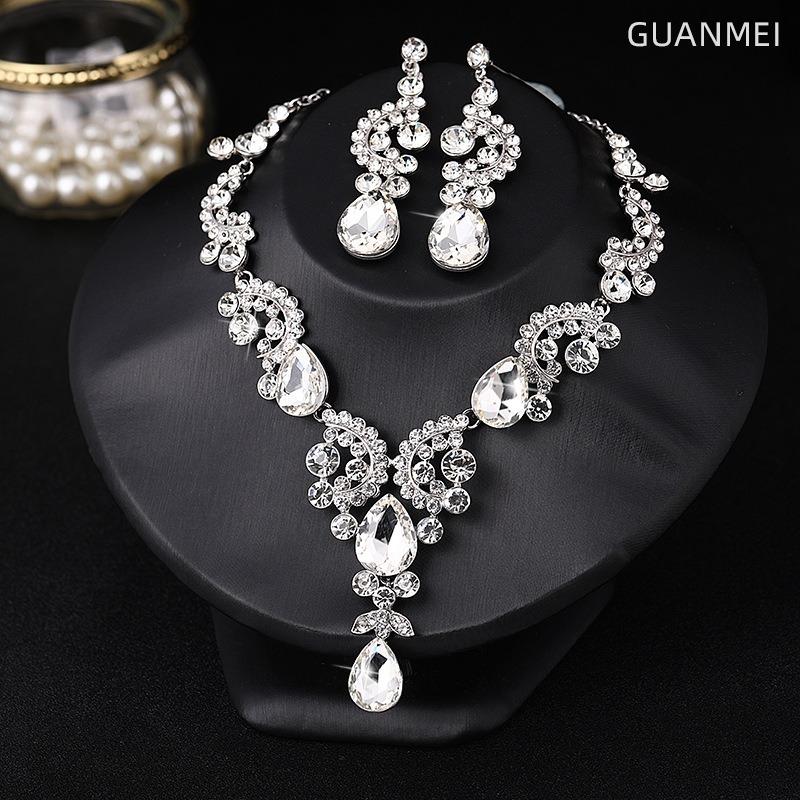 Atmospheric Bridal Necklace Earrings Zircon Wedding Jewelry Set Wedding Dress Evening Dress Accessories Wedding Banquet Jewelry
