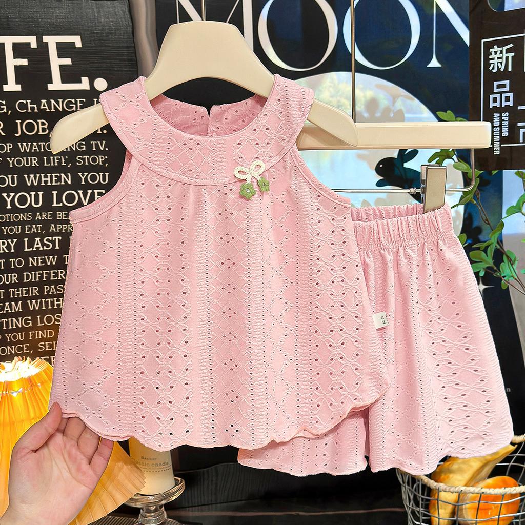 Summer Baby Girl Sweet Sleeveless Vest And Ruffled Shorts Two Piece Set Cute Stylish Kids Outfit For Toddler Girls