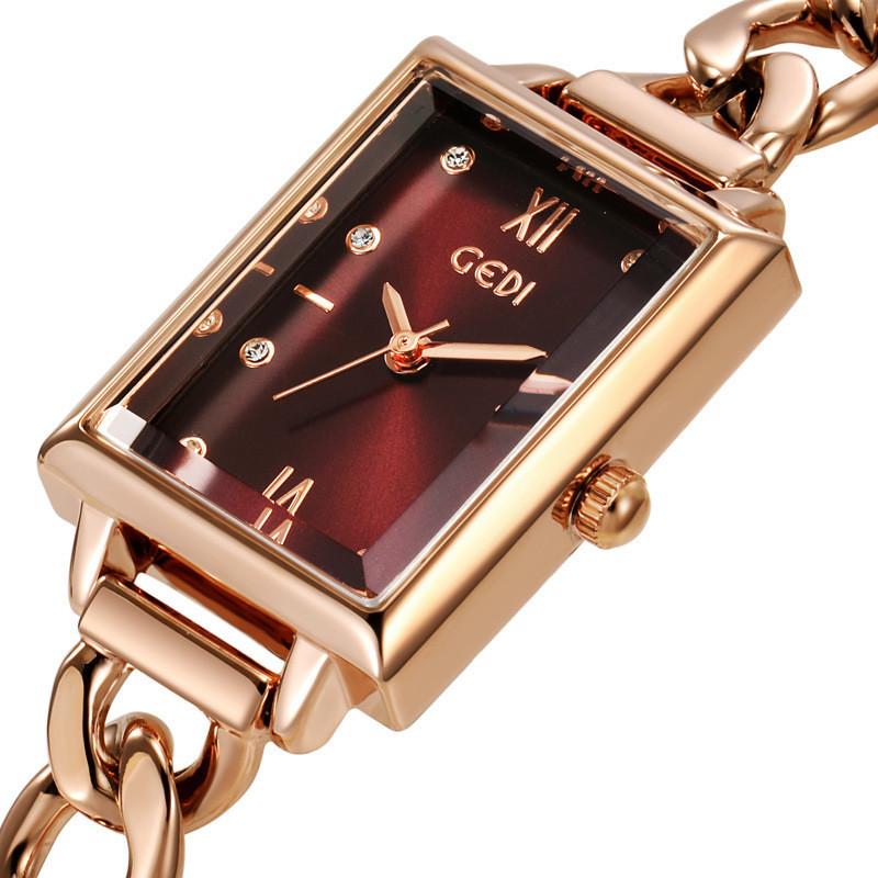 Orologio da donna rettangolare in lega al quarzo con funzione impermeabile per signore alla moda