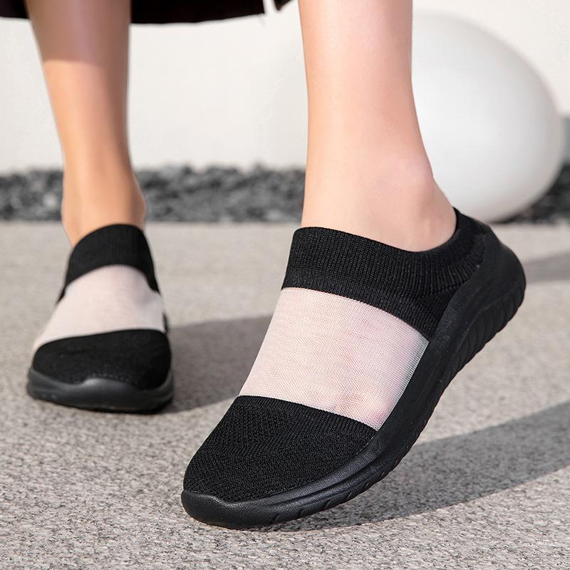 Spring And Summer One-Pedal Breathable Mesh Shoes Couple'S Fly-Woven Foot Socks Casual Shoes Men'S Shoes Women'S Shoes