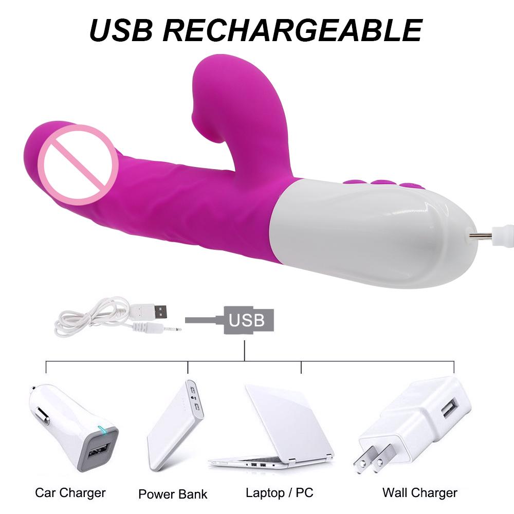 Powerful Rabbit Dildo Thrusting Vibrator Heat Up Sucking Vibrating G-spot Vagina Clitoris Stimulation Massager Silicone Sex Toys