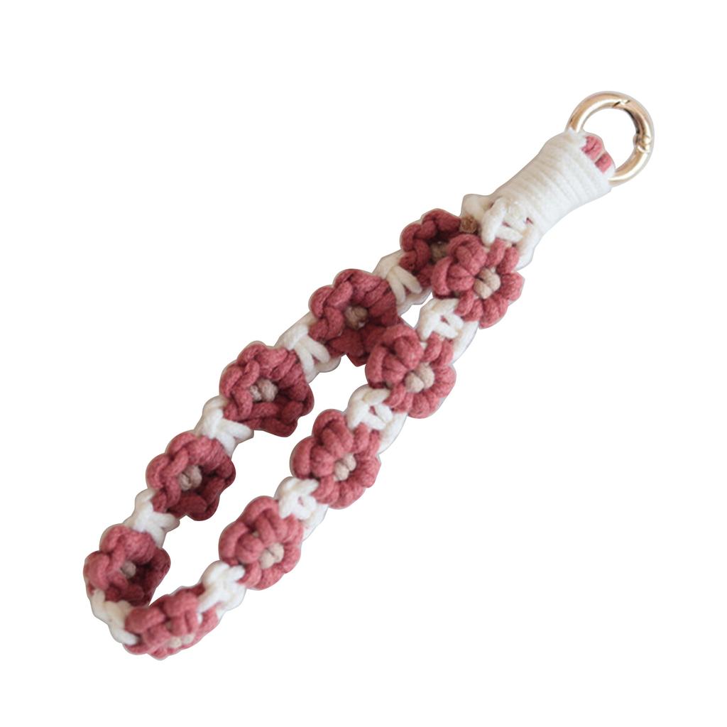 Makramee Blume Handgelenkband Schlüsselanhänger Schlüsselanhänger Riemen Handgelenk Lanyard Armband Schlüsselring Ostergeschenke Schlüsselanhänger Partydeko