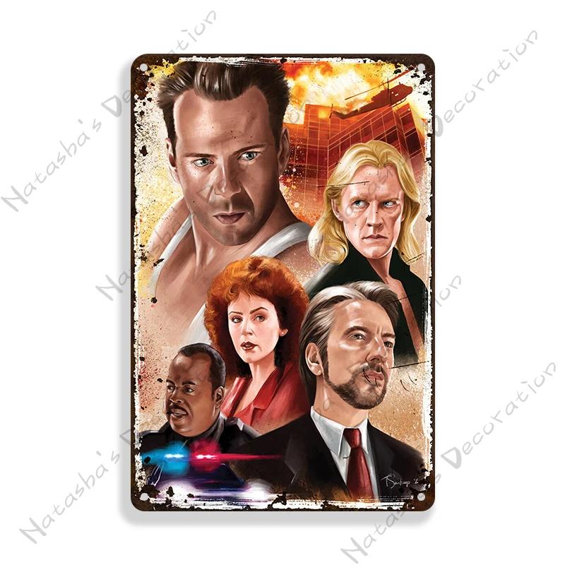 American Movie Die Hard Metal Signs Retro Metal Tin Sign Garage Man Cave Wall Decor Retro Metal Signs Vintage Industrial Decor