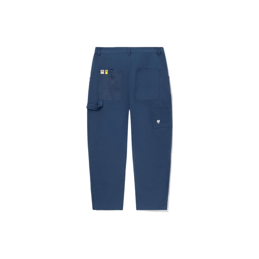 Li Ning X Steven Harrington Collaboration Solid Color Straight Loose Casual Pants Men bottoms Blue AKXR611-1