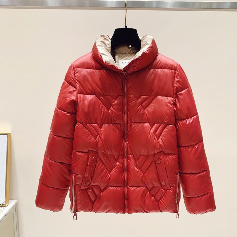 New down cotton cotton jacket thickened short stand-up collar cotton-padded jacket mother clothing bread jacket small winter coat