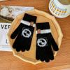 Knitted Wool Gloves Winter Warm Touch Screen Cute New Cartoon Cold-proof Men and Women Five-finger Label Style