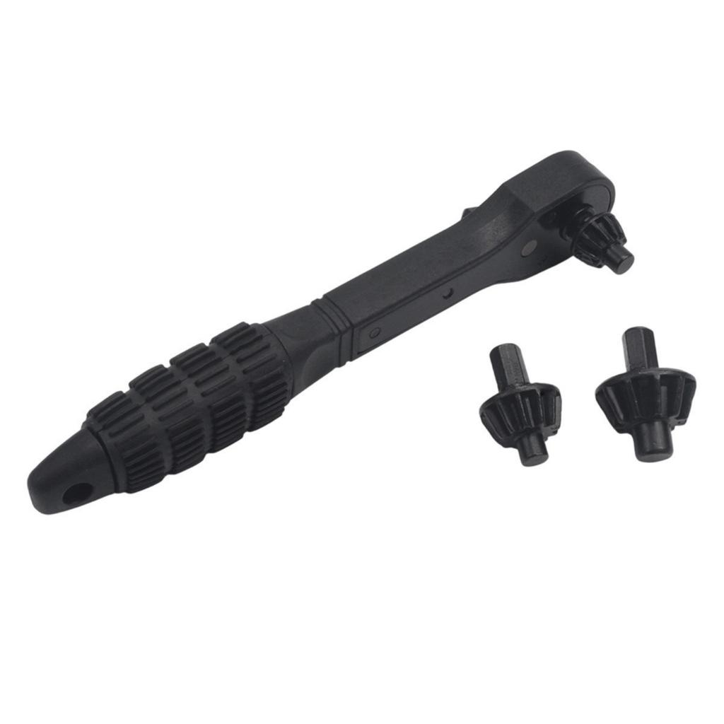 Universal Ratchet Key for Drill Chuck 2-in-1 Double Head Carbon Steel Clamping Tool for Electric Drills Power Tools Black 15 cm with 3 Drill Bits