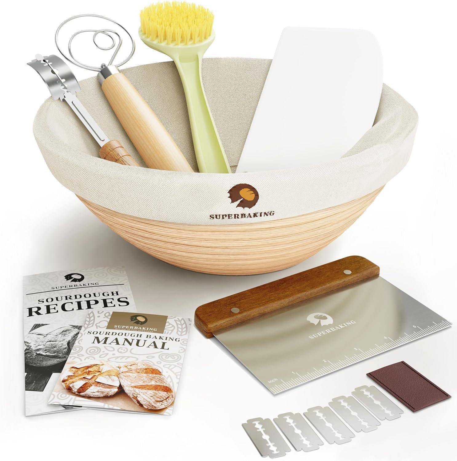 Natural Rattan Bread Proofing Baskets Set - Round & Oval Fermentation Tools