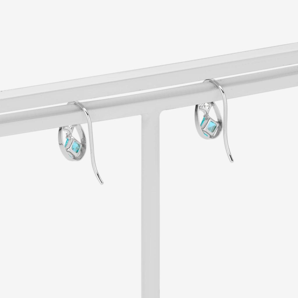 ESTELLE [Official] Women's Hook Earrings in 10K White Gold with November Birthstone Blue Topaz (0222-9388-0019-0000)