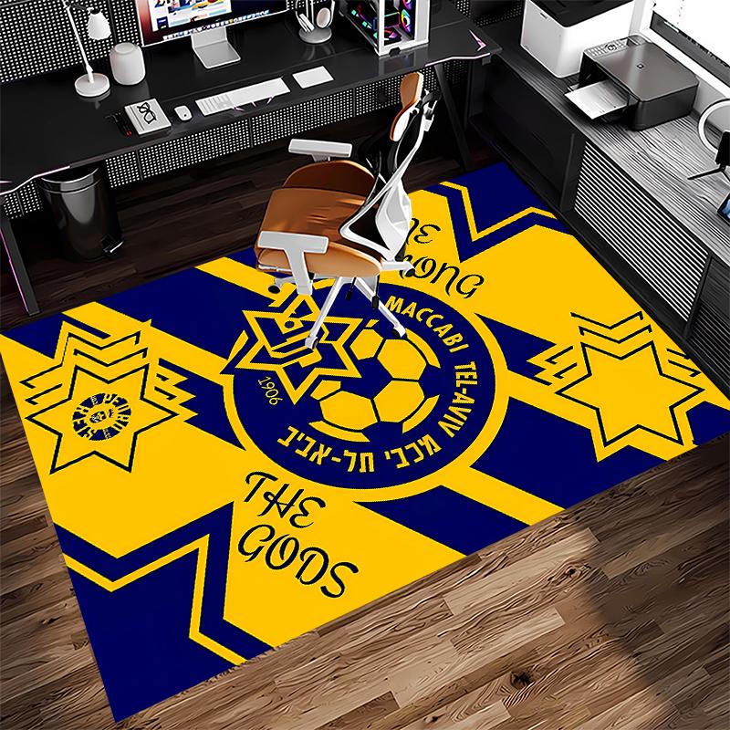1pc Football club logo Print Area Rug - Soft,Washable Non-Slip Indoor Mat for Office Chairs,Living Room,Home Office Decorative Rug