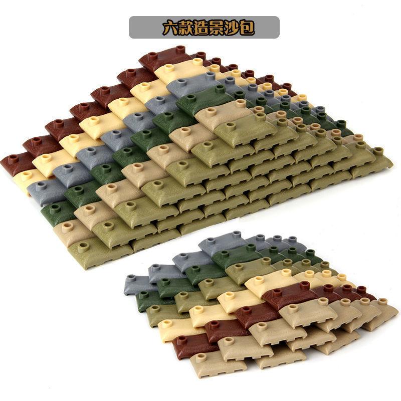 

Конструктор полевых бункеров, сцена с мешками с песком, построенный мир, аксессуары для игрушечных солдат Второй мировой войны, строительные блоки 100