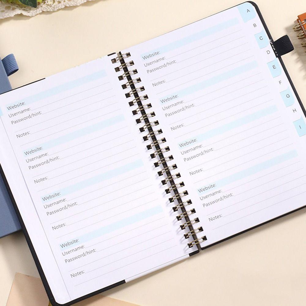 with Letter Tags Note Book with Pen Holder Strap Password Recording Coil Book Fashion Codebook