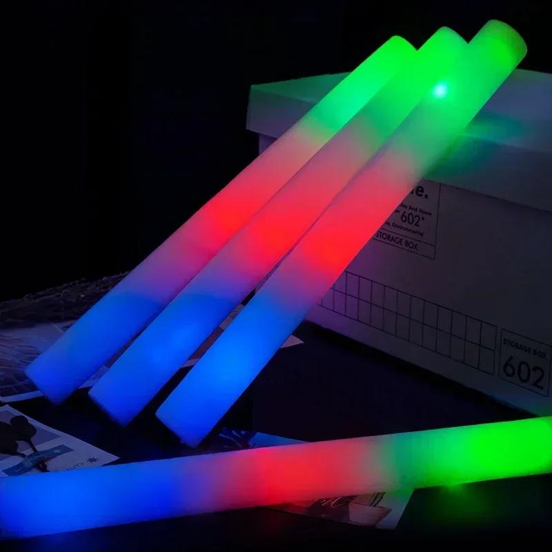 5/10/30pcs 4 Modes Colorful Foam Glow Sticks Led Flashing Glow Stick Camping Party Supplies for Raves Festival Wedding Concert