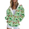 Women's Fashion Jacket Casual Printed Long-sleeved Hooded Cardigan Sweatshirts