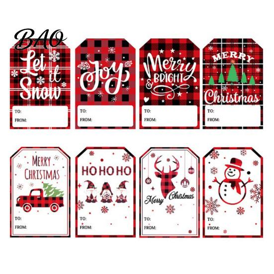 DIY Scrapbook Embellishments Christmas Thank You Stickers, Red And Black Plaid Print Decorative Labels, Handwritten Blessings Tags Festive Supplies