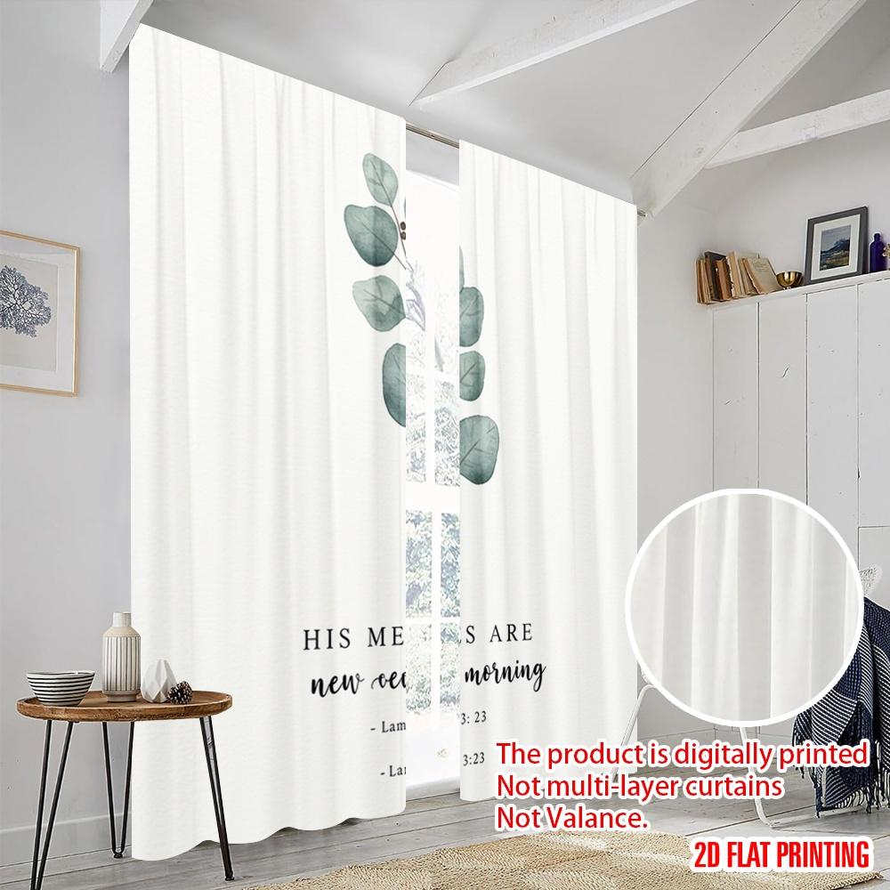 2pcs 2D Flat Printing Window Treatment Curtains His Mercies Are New Morning Polyester Without Electricity Seasonal Party &