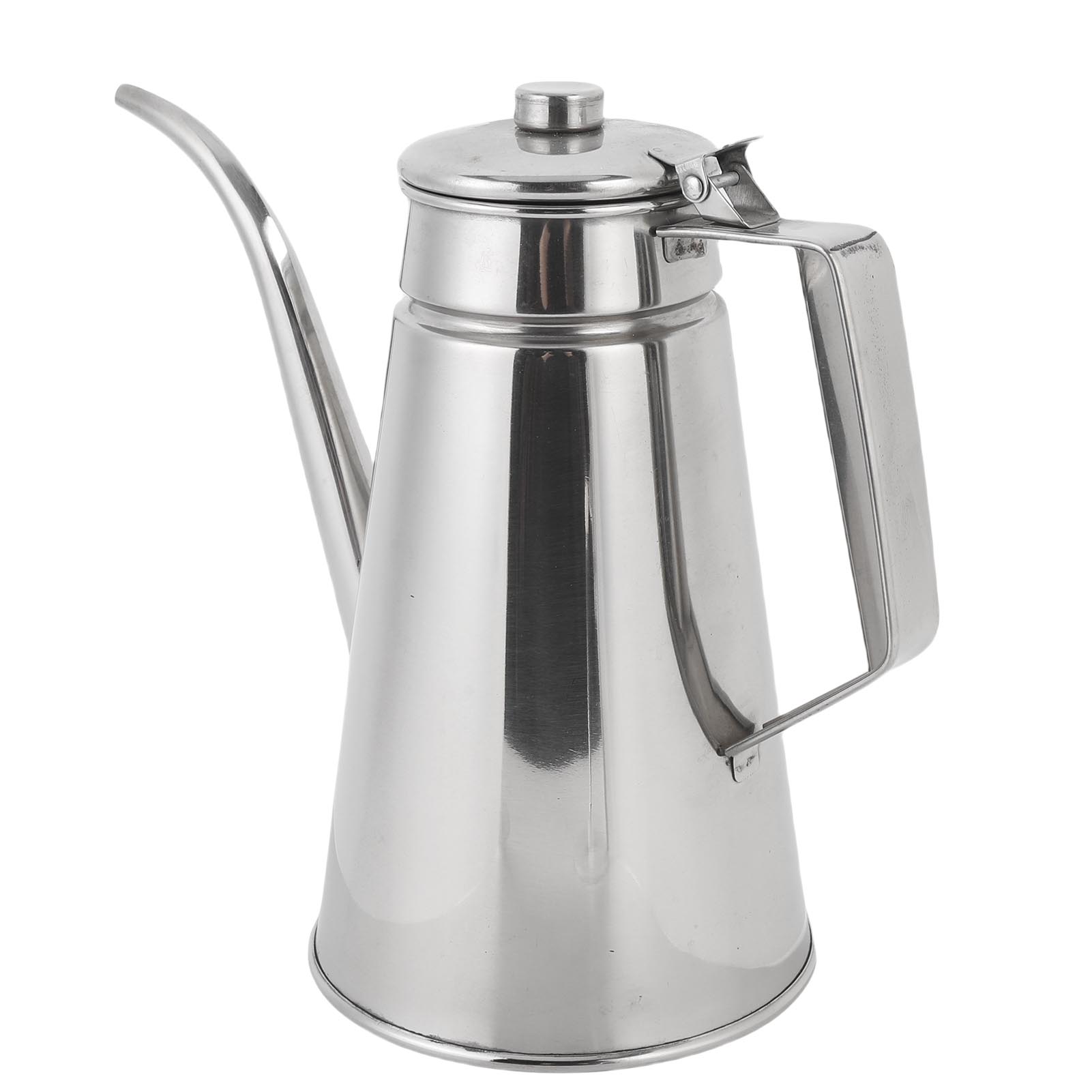 

304 Stainless Steel Oil Pot Container with Lid Spout Leakproof Soy Sauce Vinegar Dispenser Oil Bottle Oil Storage Can for Home Kitchen