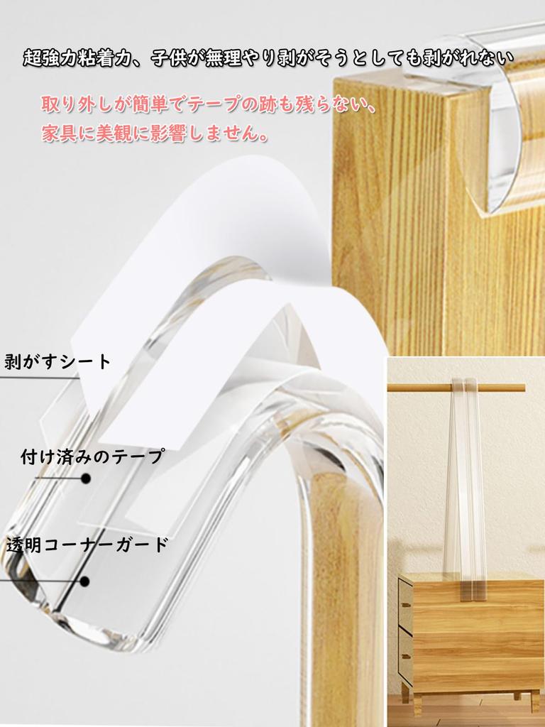 SYOUGO Ecke die neueste Eckenschutzleiste 2M 4 super stark einfach durchsichtig Babyverletzungen geeignet für Kindertagesstätten Schutz, voraufgeklebte Polster, + L-förmig