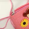 Creative Handmade Woven Straw Shoulder Bags Cute Lightweight Crossbody Bag Flower Beach Bag for Children