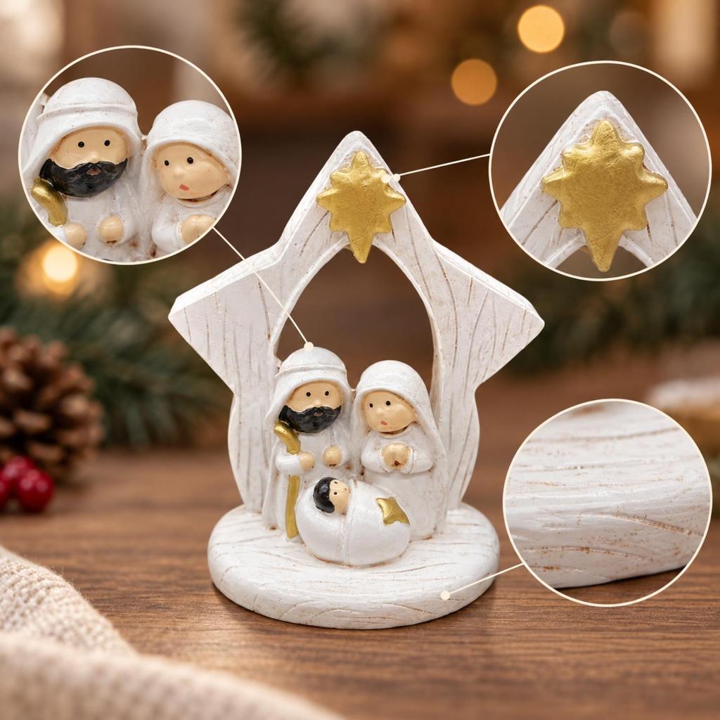 Resin Nativity Scene Figurine Slender for Shelf, Religious Décor Arrangement