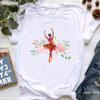 Watercolor Ballet Dancer Flowers Print T Shirt Girls Funny White Tshirt Unisex Summer Short Sleeve Tshirt Female Harajuku Shirt